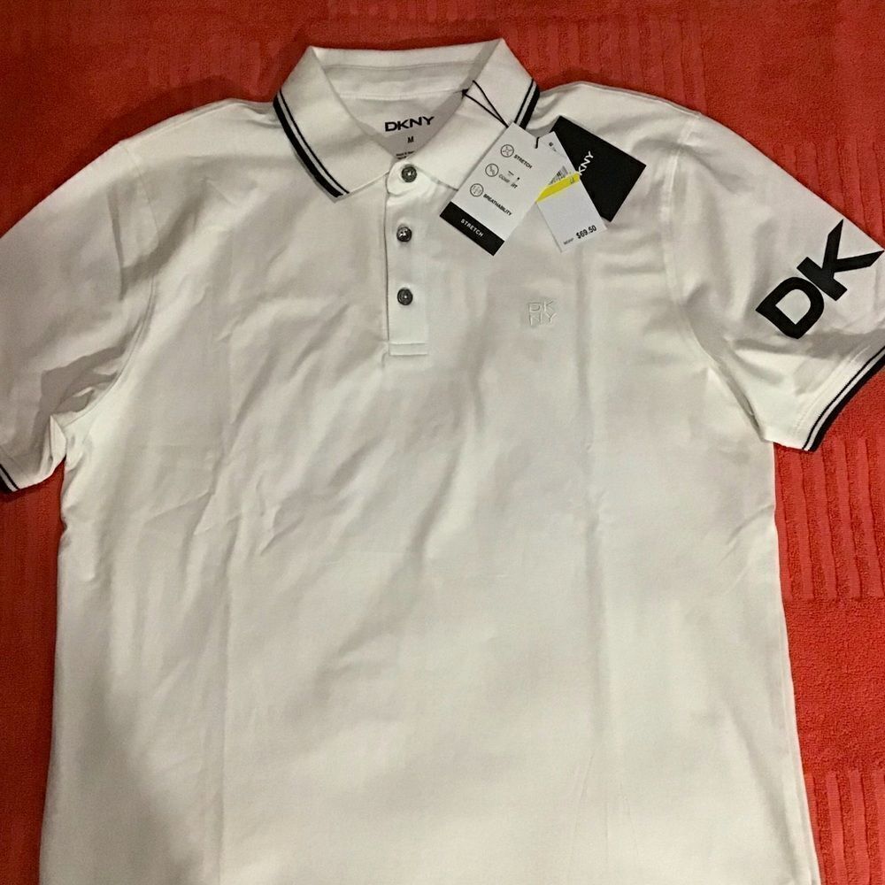 DKNY Men’s LOGO SLEEVE POLO SHIRT M - Picture 4 of 15